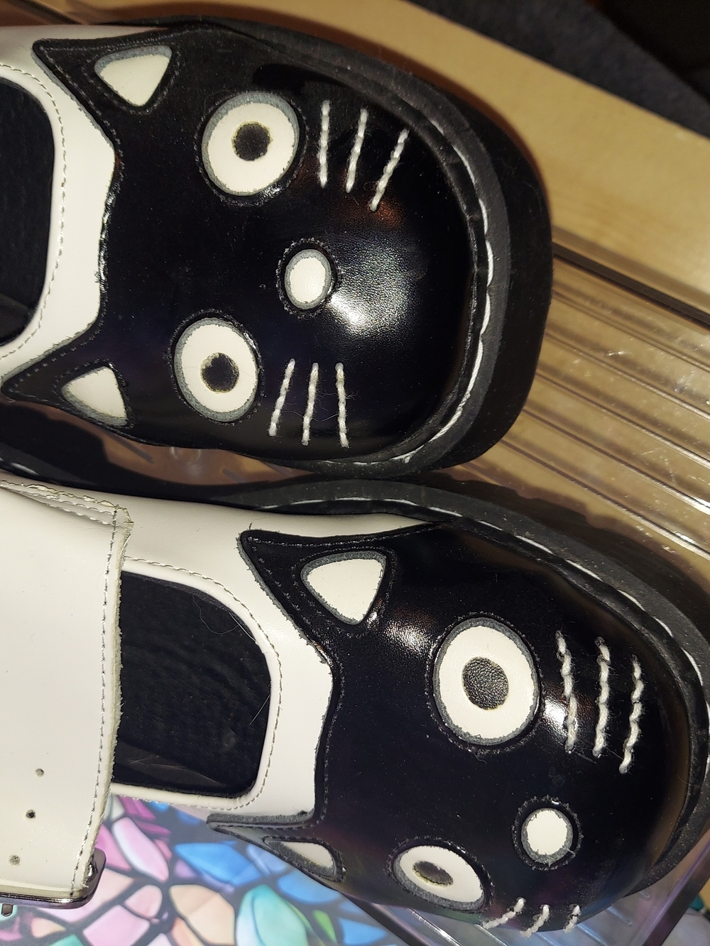 T.U.K Womens Black & White Cat Mary Jane Shoes Size 9 - Picture 13 of 16
